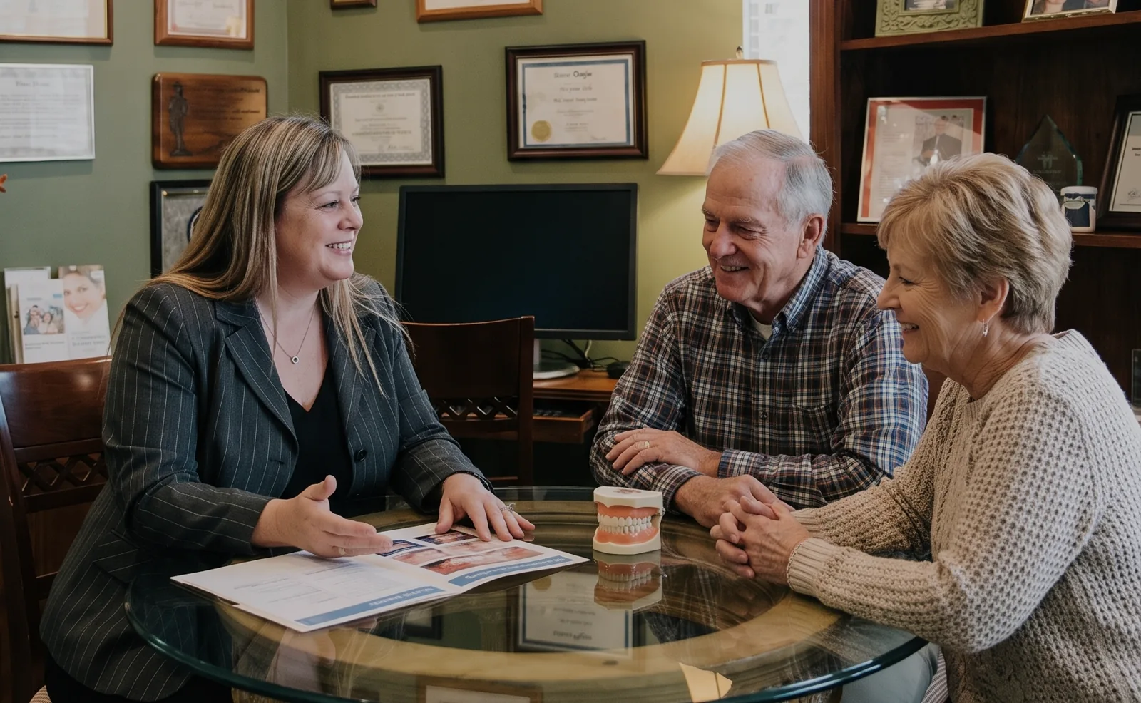 Kelley Fisher going over a treatment plan with patients