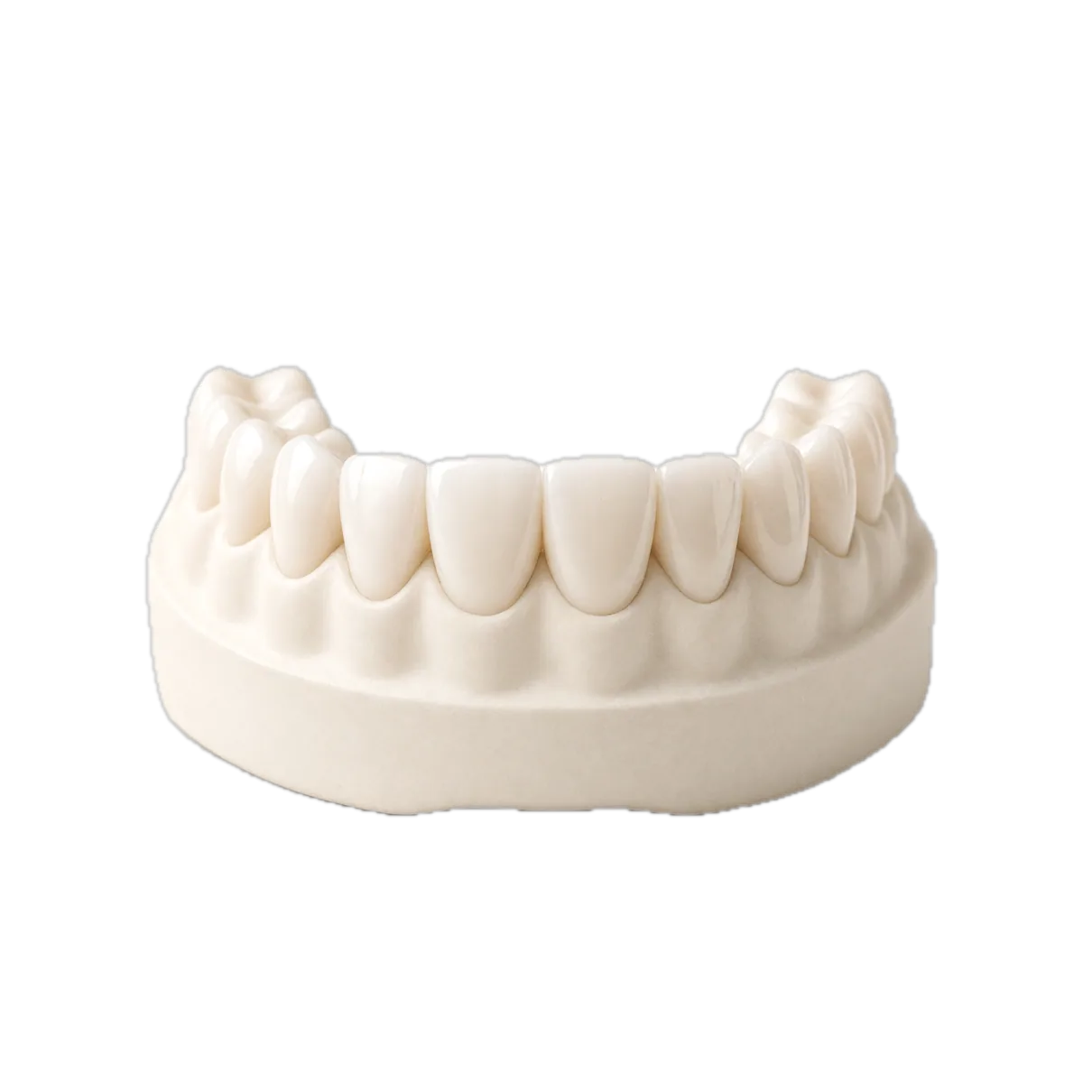 A model of a full porcelain smile