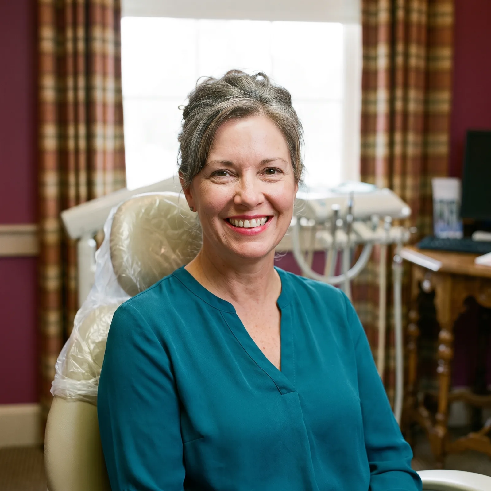 A smiling patient in a treatment room at Southern York Smile Care