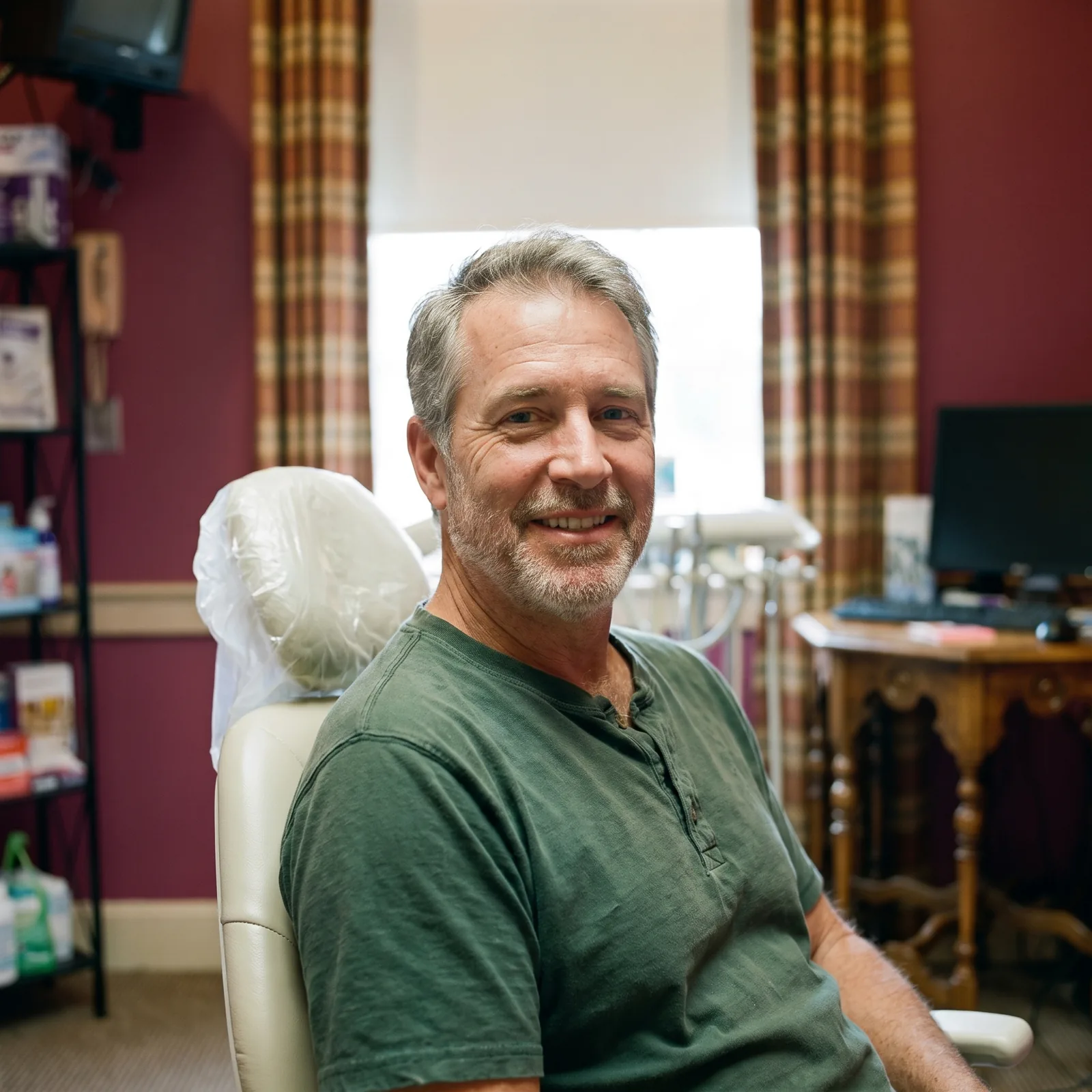 A smiling patient in a treatment room at Southern York Smile Care