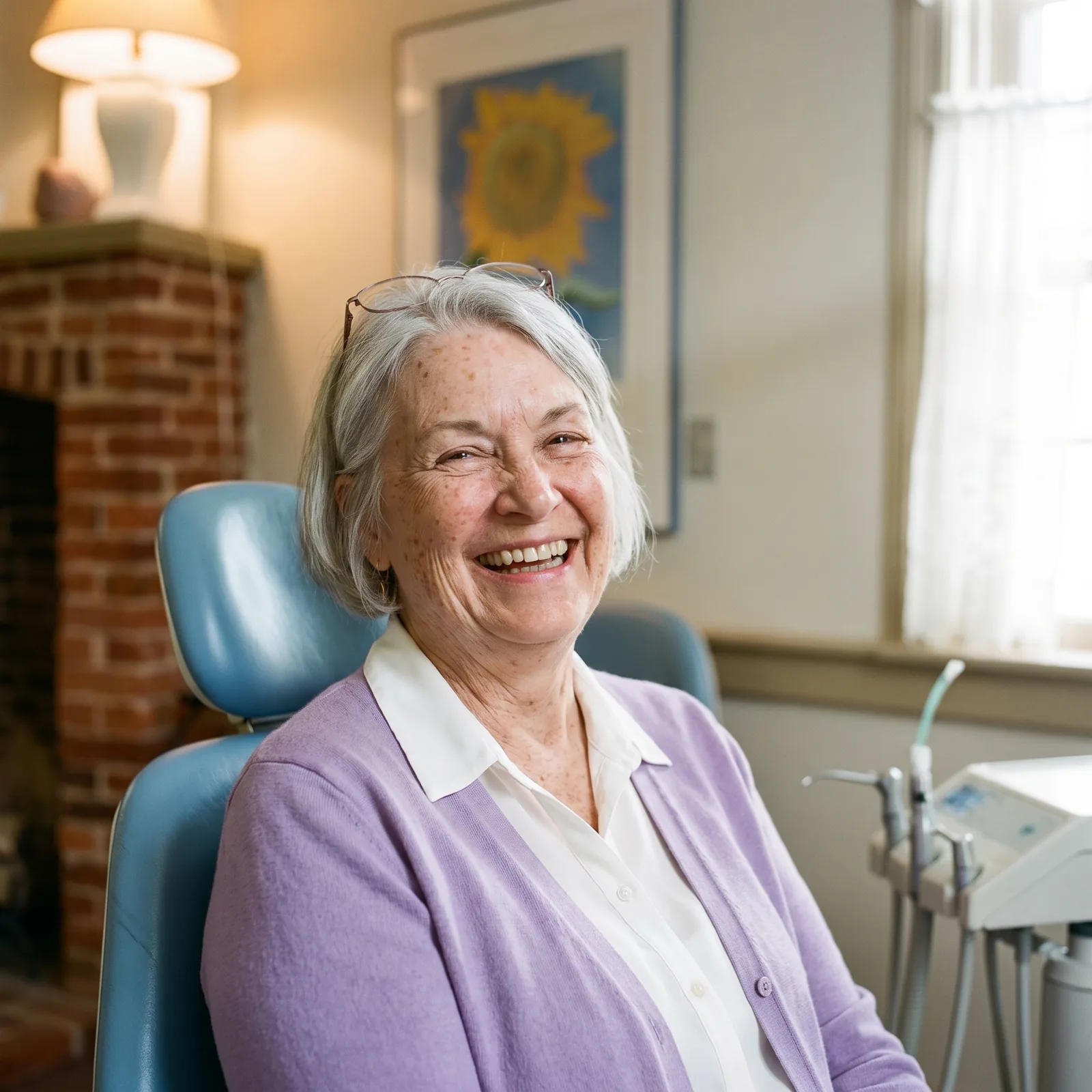 A smiling patient in a treatment room at Southern York Smile Care