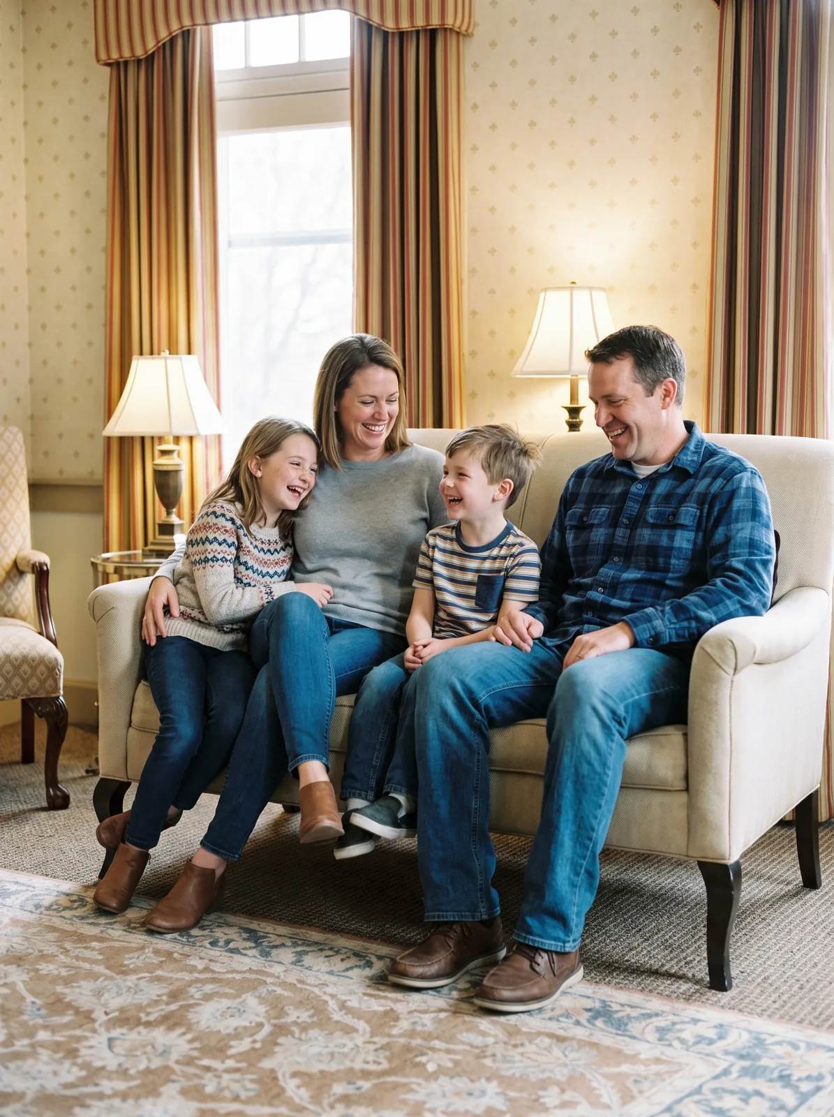 A family in the waiting room at Southern York Smile Care